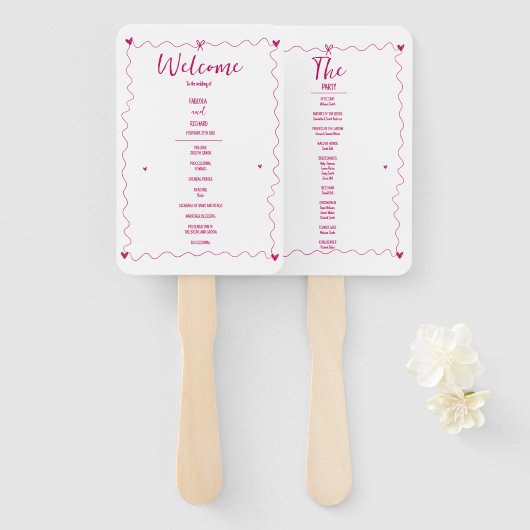 手書き落書きイラスト結婚式 プログラム ハンドファン (正面&裏面)