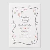 手書き落書きドードルよくはしゃぐクリスマスパーティー ベラム紙招待状 (正面)