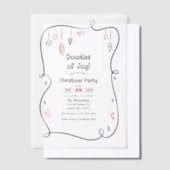手書き落書きドードルよくはしゃぐクリスマスパーティー ベラム紙招待状 (オフセット)