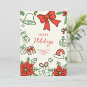 手書き落書きドードルクリスマス シーズンカード (スタンド正面)