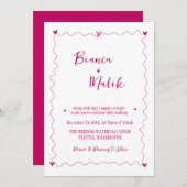 手書き落書きピンクイラストレーション結婚ズ 招待状 (正面/裏面)