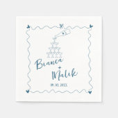 手書き落書きブラックイラストレーション結婚ズ スタンダードカクテルナプキン (正面)