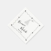 手書き落書きブラックイラストレーション結婚ズ スタンダードカクテルナプキン (角)