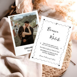 手書き落書きブラックイラストレーション結婚ズ 招待状