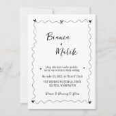 手書き落書きブラックイラストレーション結婚ズ 招待状 (正面)