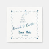 手書き落書きブランチ&バブルブライダルシャワー スタンダードカクテルナプキン (正面)