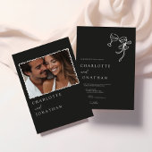 手書き落書きモダン写真結婚の 招待状