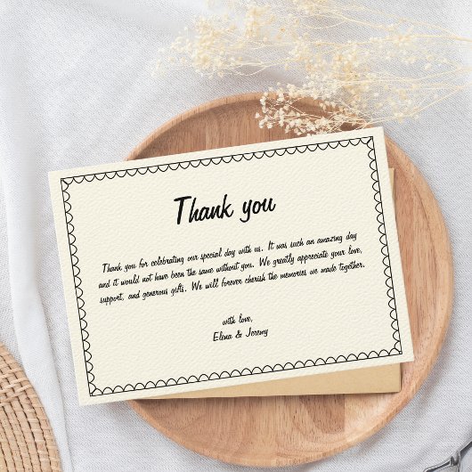 手書き落書きヴィンテージスフランスのケッ結婚チ サンキューカード