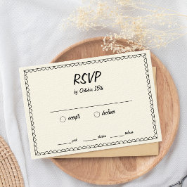 手書き落書きヴィンテージスフランスのケッ結婚チ 出欠カード