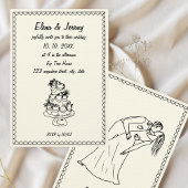 手書き落書きヴィンテージスフランスのケッ結婚チ 招待状