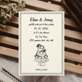 手書き落書きヴィンテージスフランスのケッ結婚チ 招待状