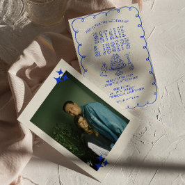 手書き落書き予測できなレトロ写結婚真 招待状