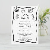 手書き落書き感謝祭ディナー招待状 招待状 (スタンド正面)