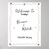 手書き落書き線のイラスト 結婚 ポスター (正面)