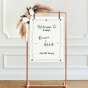 手書き落書き線のイラスト 結婚 ポスター