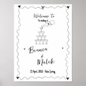 手書き落書き線のイラスト 結婚 ポスター (正面)