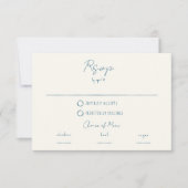 手書き落書き線カラフル青結婚の 出欠カード (正面)