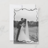 手書き落書き黒白結婚写真 サンキューカード (正面)