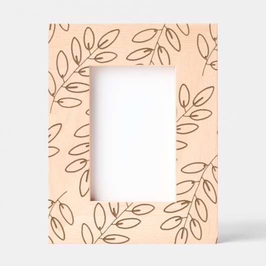 手書き葉のパターン レーザー彫刻フレーム (正面)