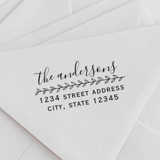 手書き葉のファミリ名差出人住所 ラバースタンプ