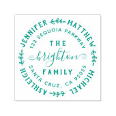 手書き葉の |家族の名前と差出人住所 セルフインキングスタンプ (デザイン)