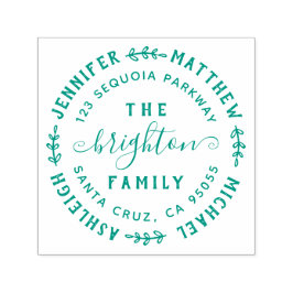 手書き葉の |家族の名前と差出人住所 セルフインキングスタンプ