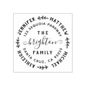 手書き葉の |家族の名前と差出人住所 ラバースタンプ (インプリント)