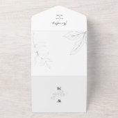 手書き葉シンプルの結婚数 オールインワン招待状 (外側)