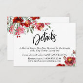 手書き詳細ブルゴーニュ赤い花囲い セーブザデート (正面/裏面)