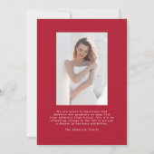 手書き赤いスクリプト2写真卒業 案内状 (裏面)