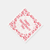 手書き赤いハートバレンタインデー スタンダードカクテルナプキン (角)