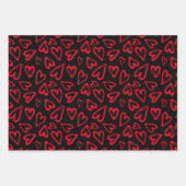 手書き赤いハートバレンタインデー ラッピングペーパーシート (正面3)