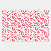 手書き赤いハートバレンタインデー ラッピングペーパーシート (正面)