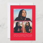 手書き赤いブラシスクリプト4写真の卒業 案内状 (裏面)