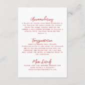 手書き赤お洒落の結婚詳細 エンクロージャーカード (裏面)