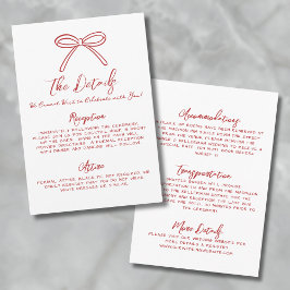 手書き赤お洒落の結婚詳細 エンクロージャーカード