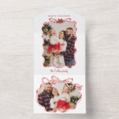 手書き赤クリスマスフォトフレーム オールインワン招待状 (内側)