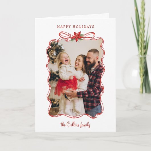 手書き赤クリスマスフォトフレーム シーズンカード (正面)