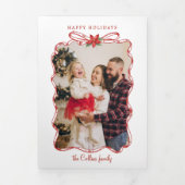 手書き赤クリスマスフォトフレーム 三つ折りカード (カバー)