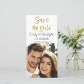 手書き金ゴールドスクリプトウェディング日付の保存 セーブザデート (スタンド正面)