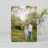 手書き金ゴールドスクリプトフォトイースター 箔シーズンカード (立ち正面)