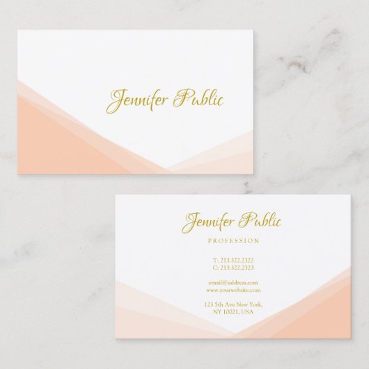 手書き金ゴールドスクリプト名プロフェッショナル モダン 名刺 (正面/裏面)