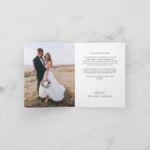 手書き金ゴールドスクリプトwハート写真結婚の サンキューカード (内部)