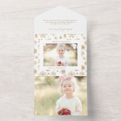 手書き金ゴールドスノーフレークのクリスマスフォト オールインワン招待状 (内側)