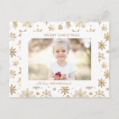手書き金ゴールドスノーフレークのクリスマスフォト シーズンポストカード (正面)