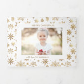 手書き金ゴールドスノーフレークのクリスマスフォト 三つ折りクリスマスカード (カバー)
