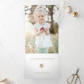 手書き金ゴールドスノーフレークのクリスマスフォト 三つ折りクリスマスカード (内部)