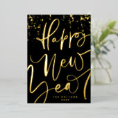 手書き金ゴールドハッピーニューイヤー2024 箔シーズンカード (立ち正面)