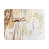 手書き金ゴールドフローラ日付の保存 マグネット (横)