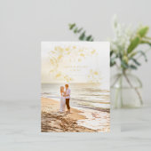 手書き金ゴールドフローラ日付の保存 箔招待状ポストカード (立ち正面)